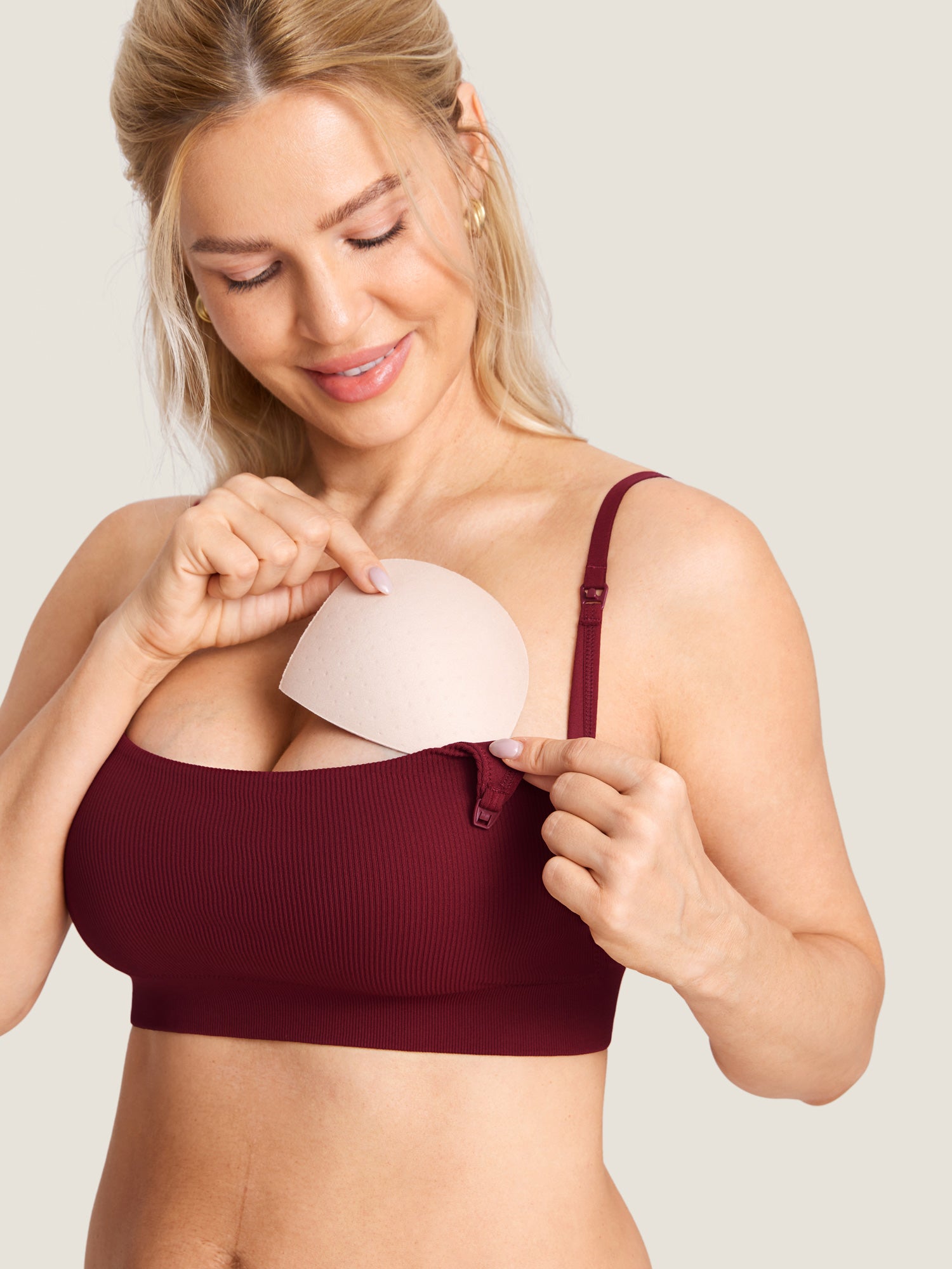 MOMANDA Women's Ribbed Scoop Nursing Bralette Orchid Hush