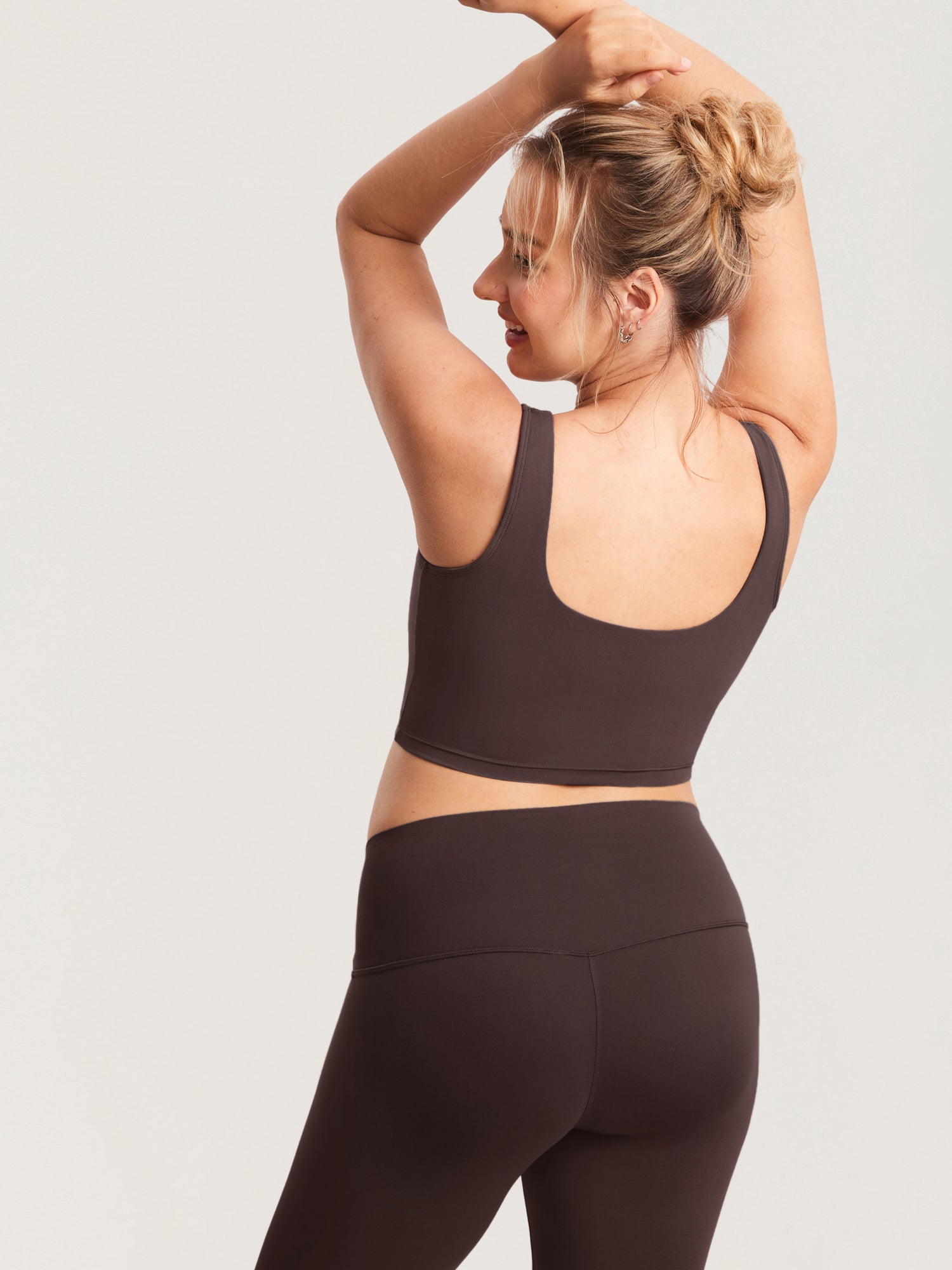 MOMANDA Women's Natrelax® Nursing Crop Tank Top - V Neck Hot Fudge Brown