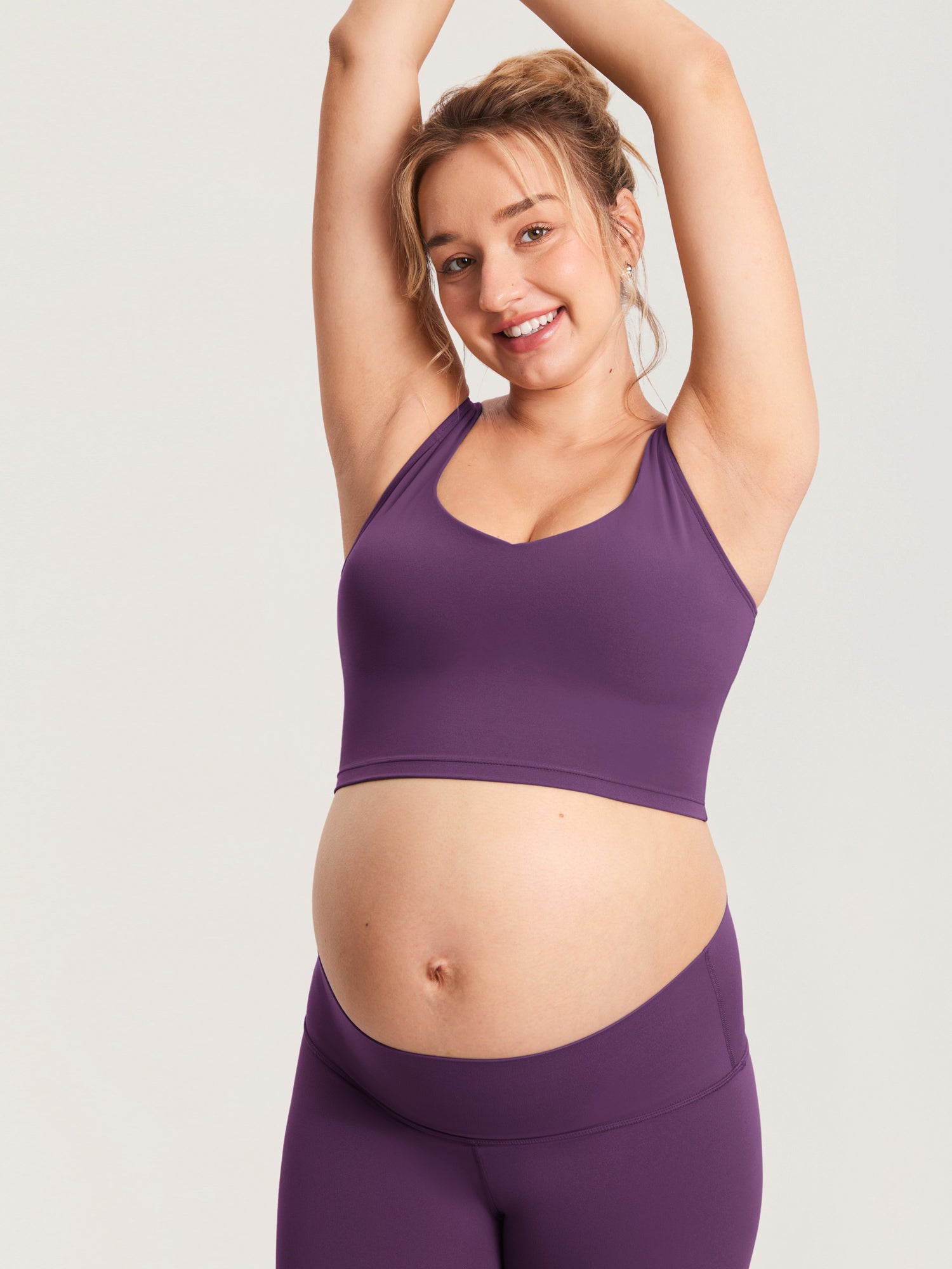 MOMANDA Women's Natrelax® Nursing Crop Tank Top - V Neck Deep Purple