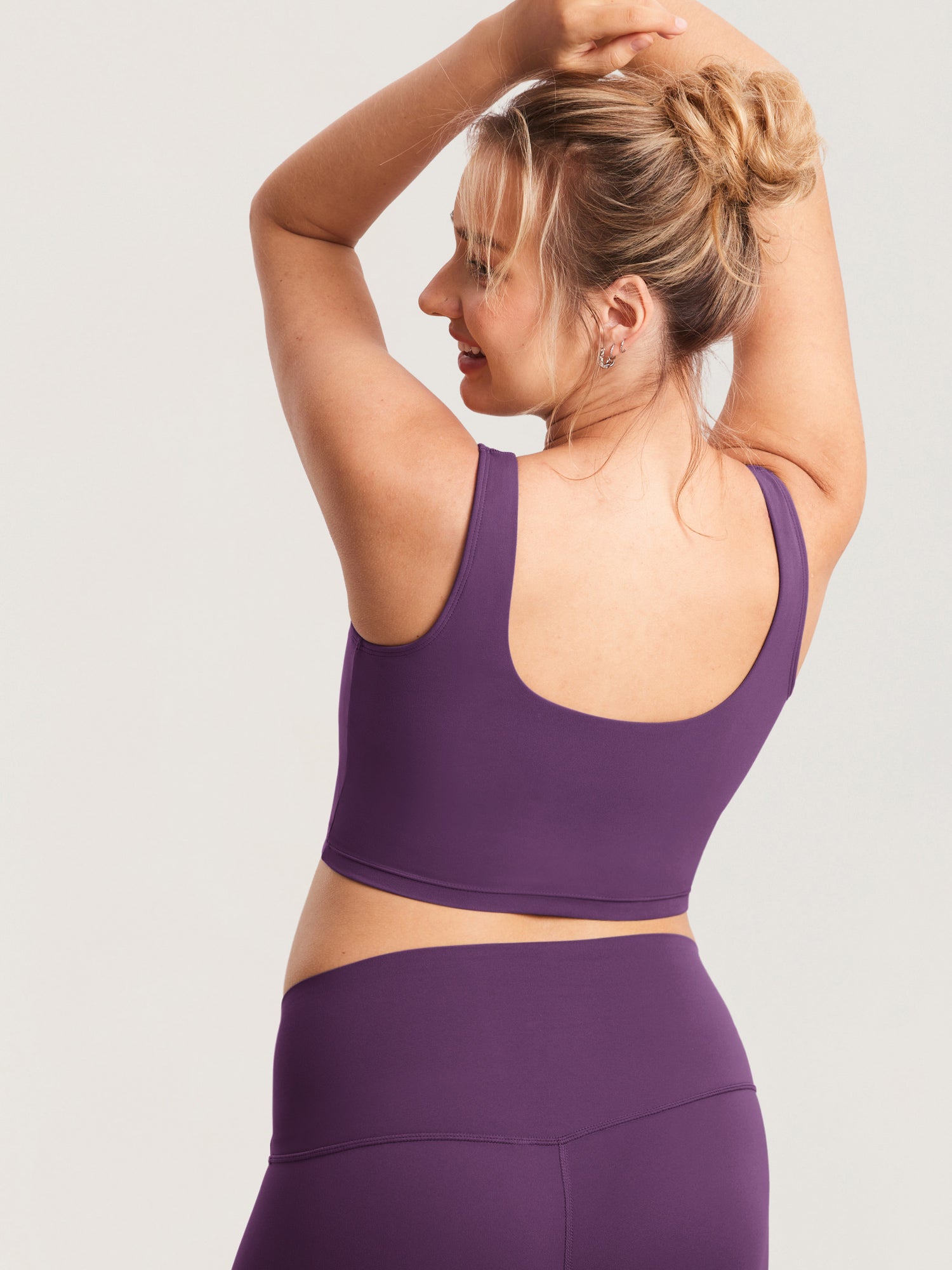 MOMANDA Women's Natrelax® Nursing Crop Tank Top - V Neck Deep Purple