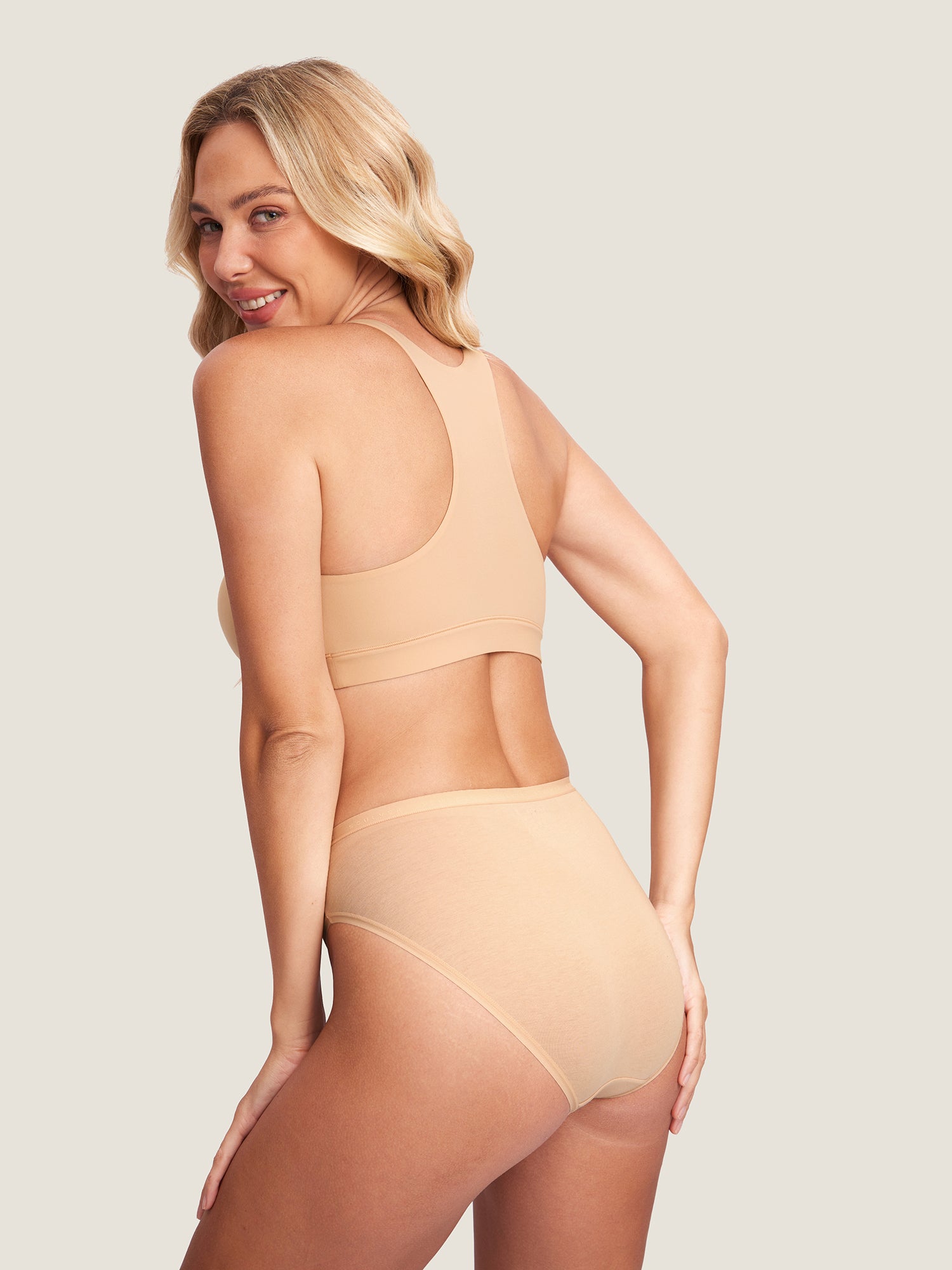 MOMANDA Women's Inbarely® Crossover Racerback Nursing Bra Warm Beige