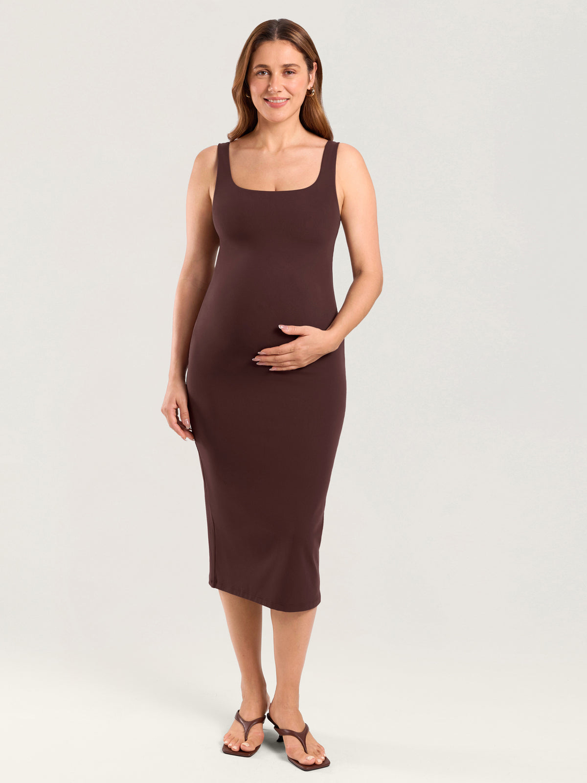 Natrelax® Bodycon Maternity Midi Dress - Back Slit