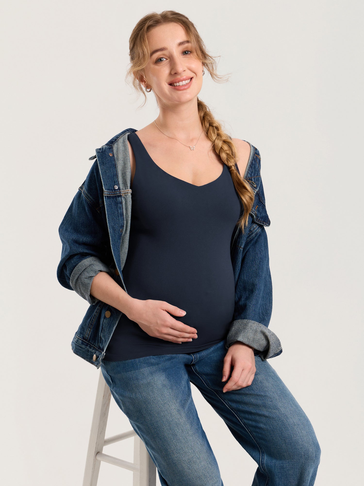 MOMANDA Naterlax® V Neck Nursing Tank Top Twilight Blue