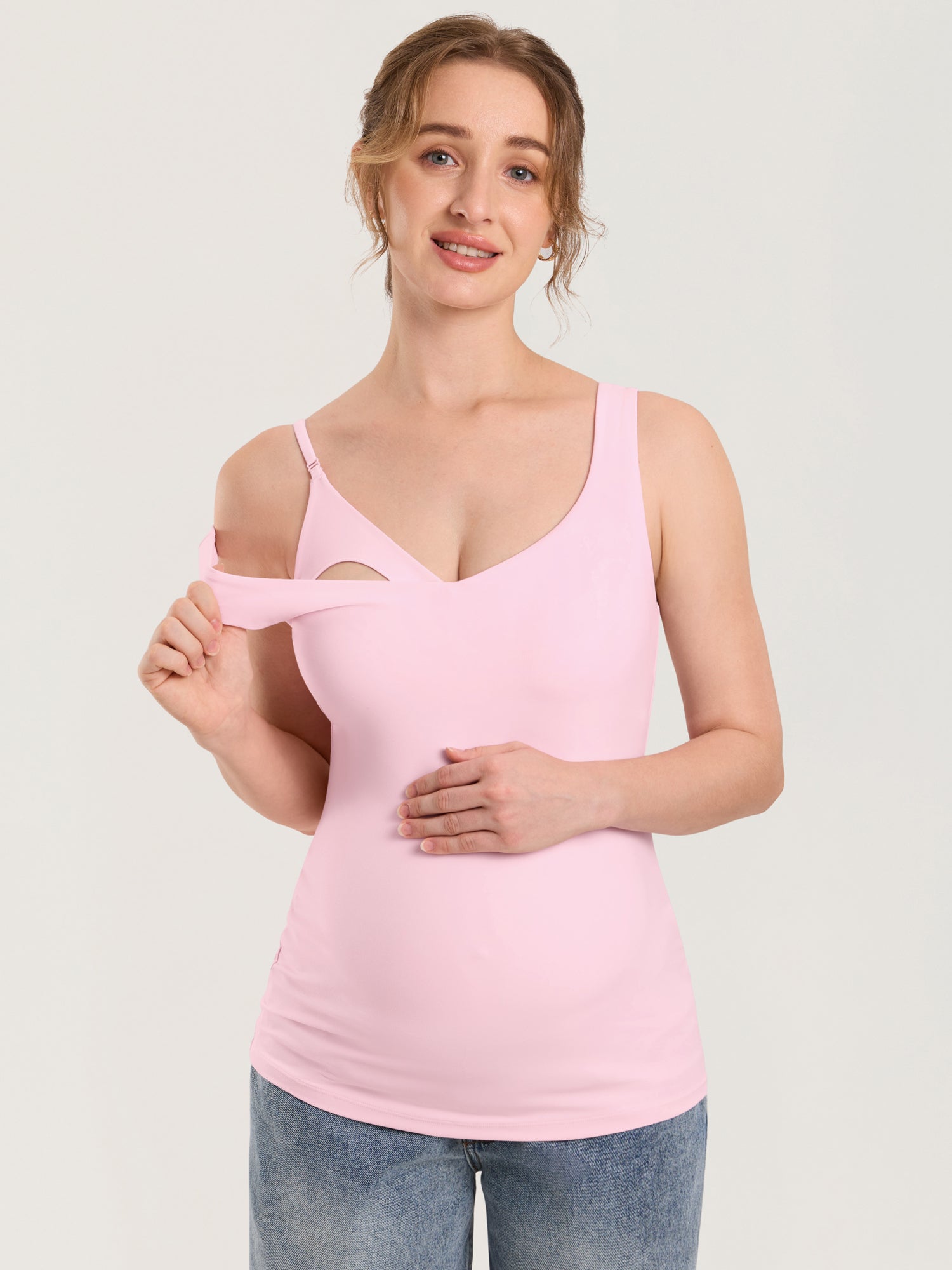 MOMANDA Naterlax® V Neck Nursing Tank Top Sweet Pink