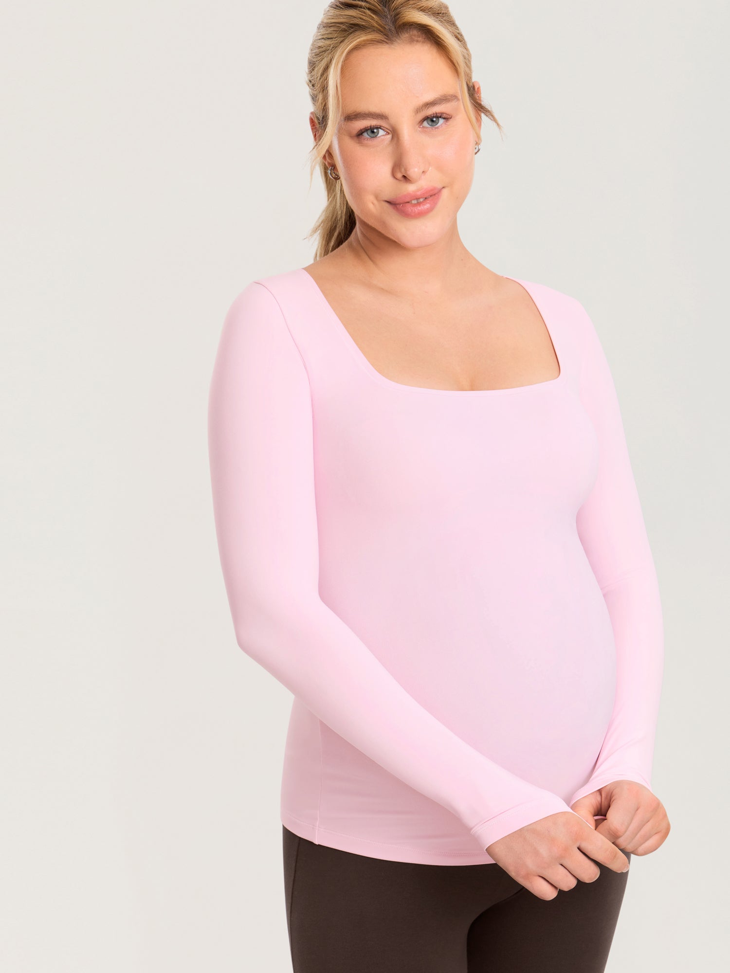 AirSoft Square Neck Maternity Top - Long Sleeves