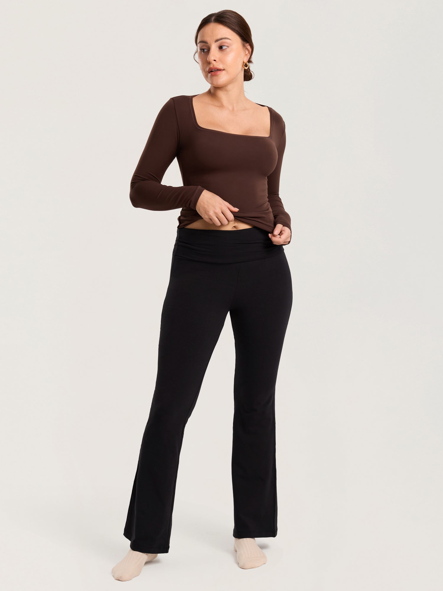 Cotton Foldover Maternity Flare Pants 30.5"