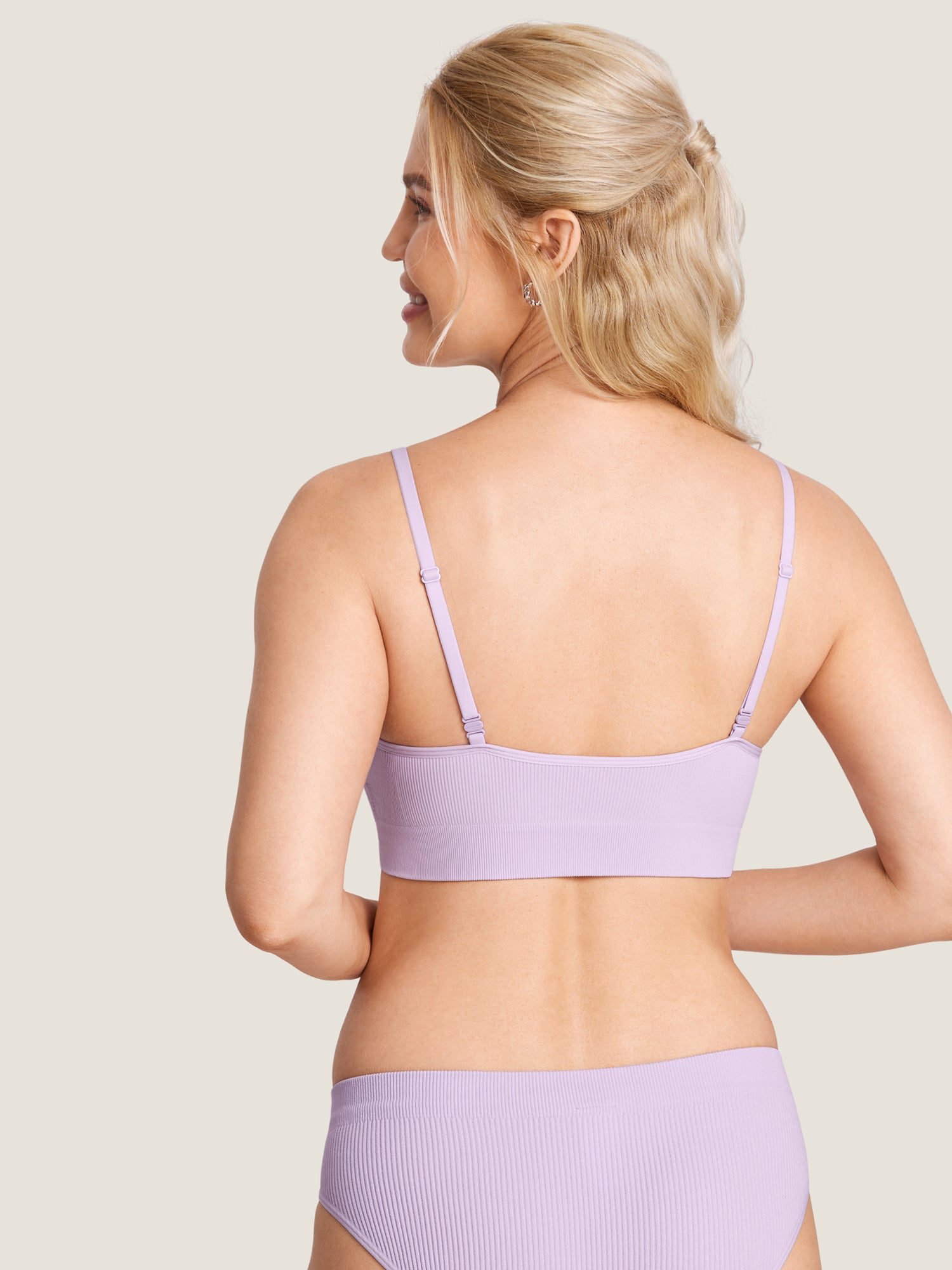MOMANDA Women's Ribbed Scoop Nursing Bralette Orchid Hush