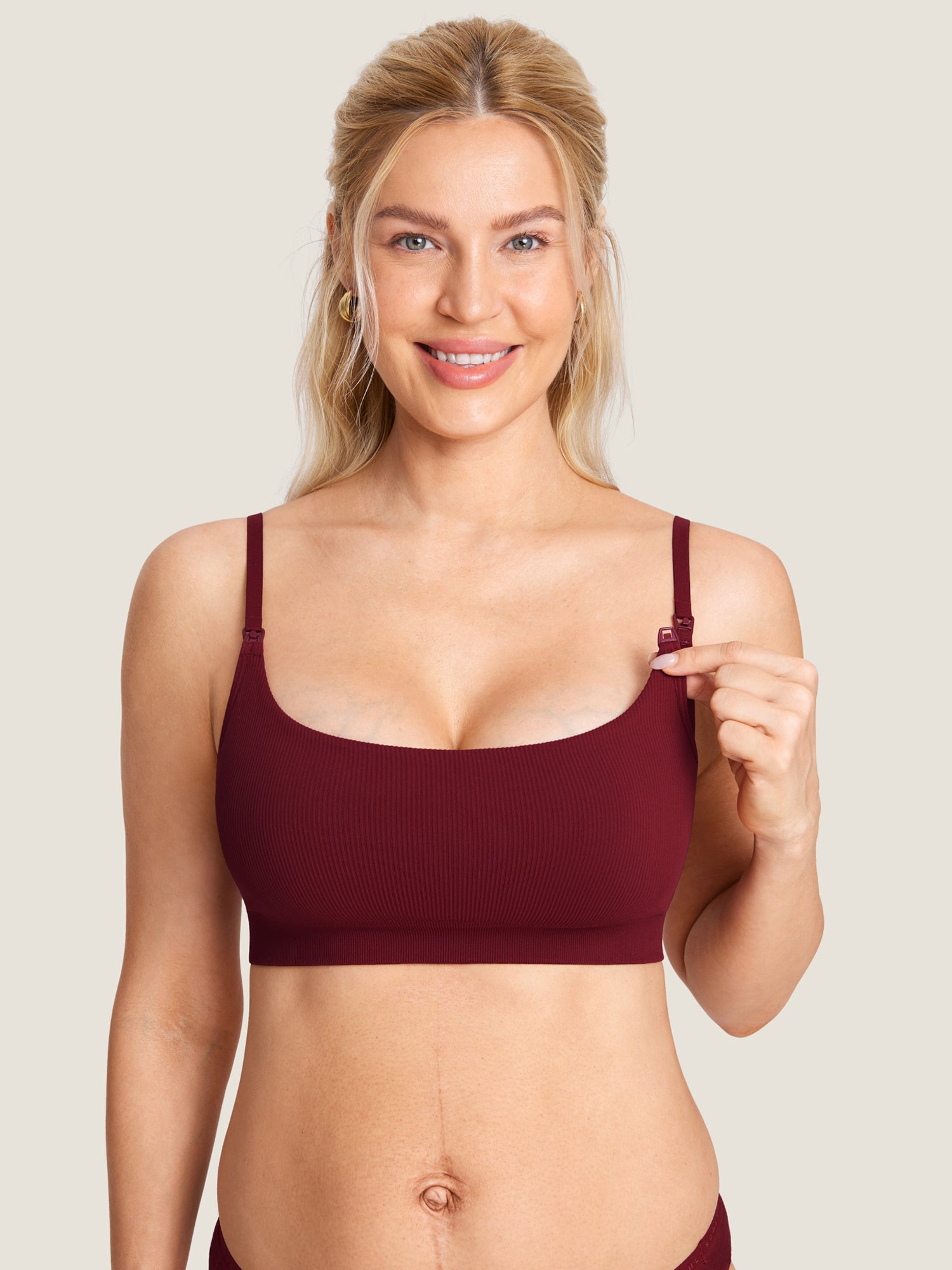 MOMANDA Women's Ribbed Scoop Nursing Bralette Orchid Hush
