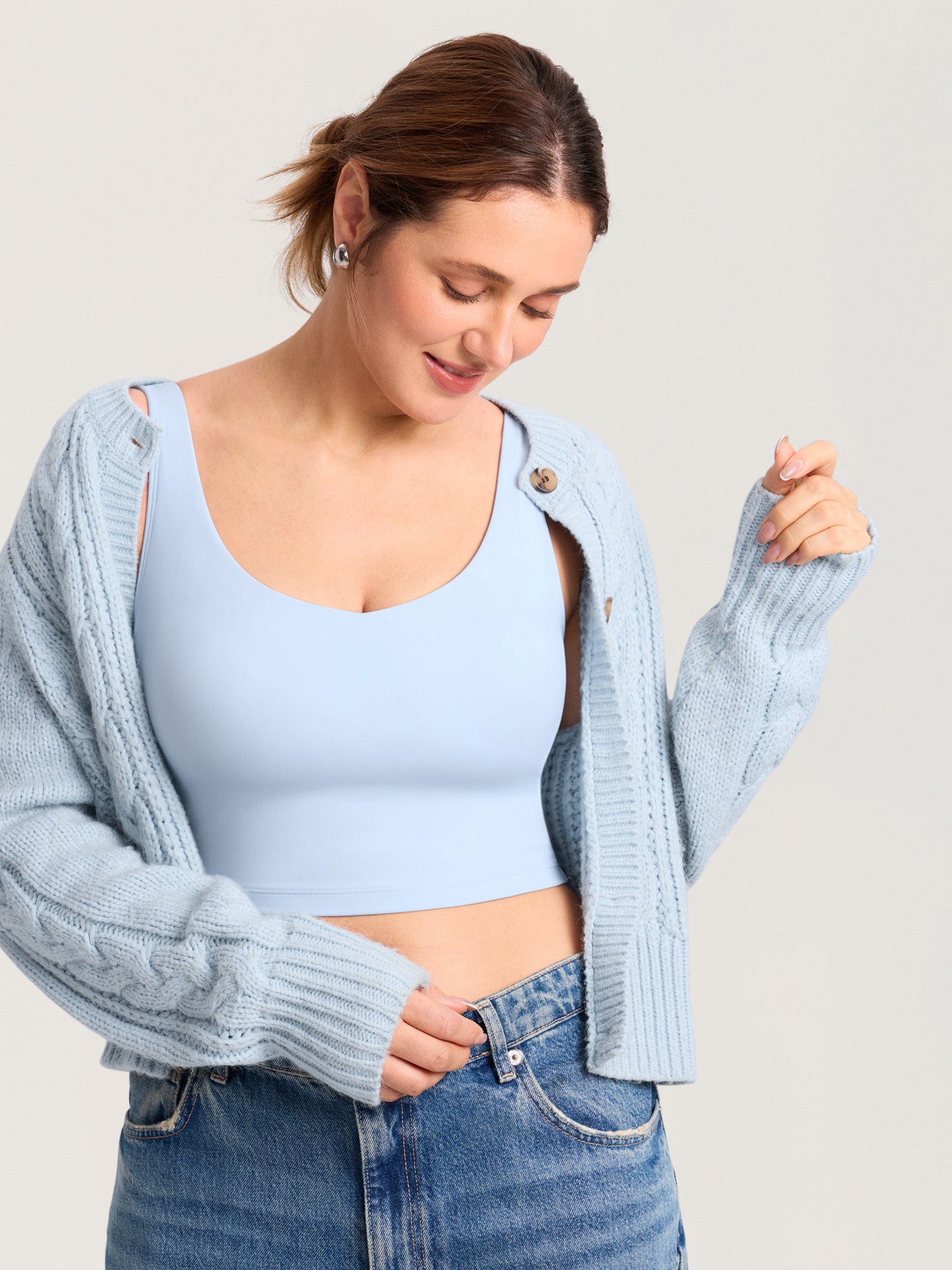 MOMANDA Women's Natrelax® Nursing Crop Tank Top - V Neck ICE