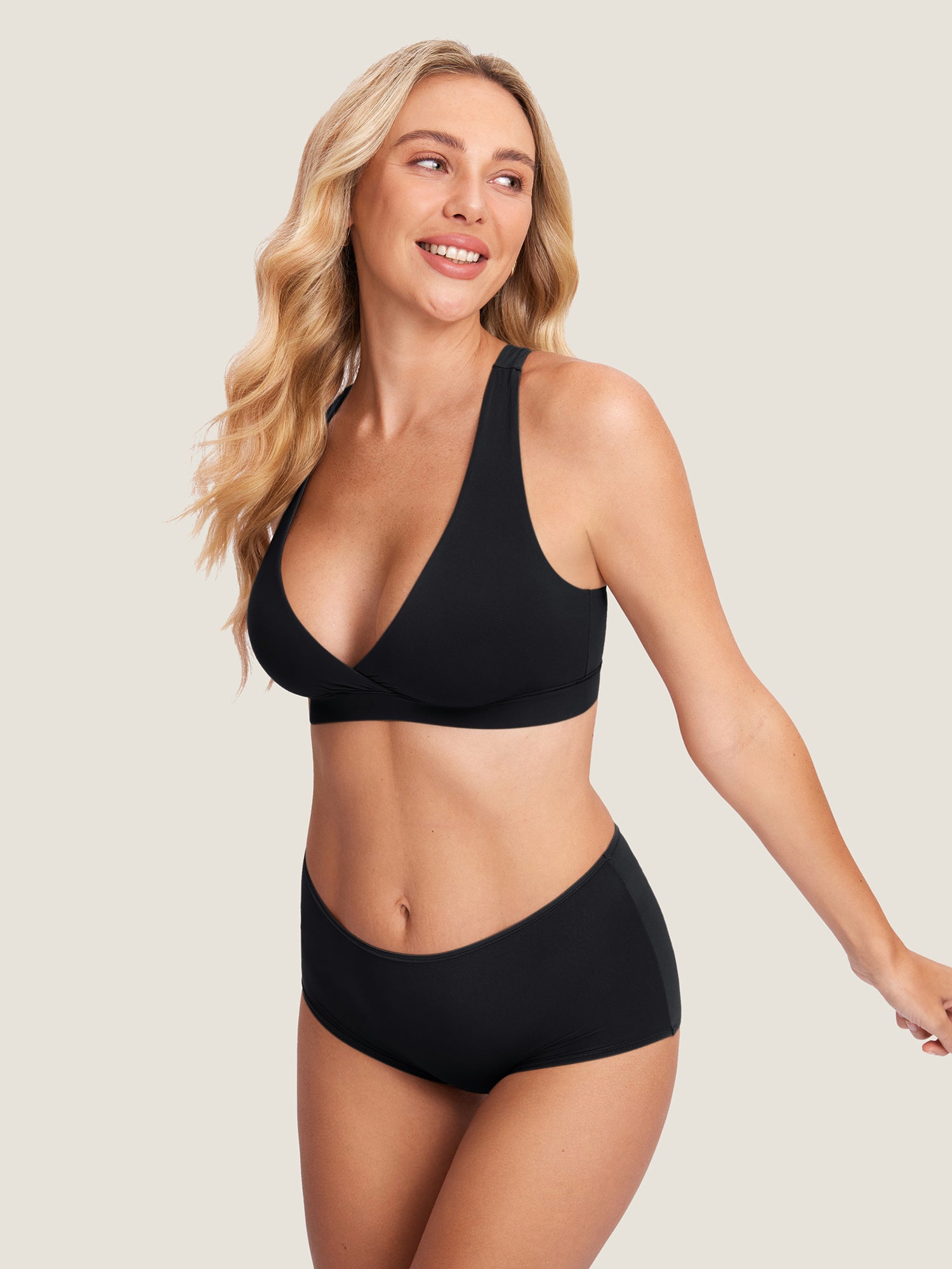 MOMANDA Women's Inbarely® Crossover Racerback Nursing Bra Black