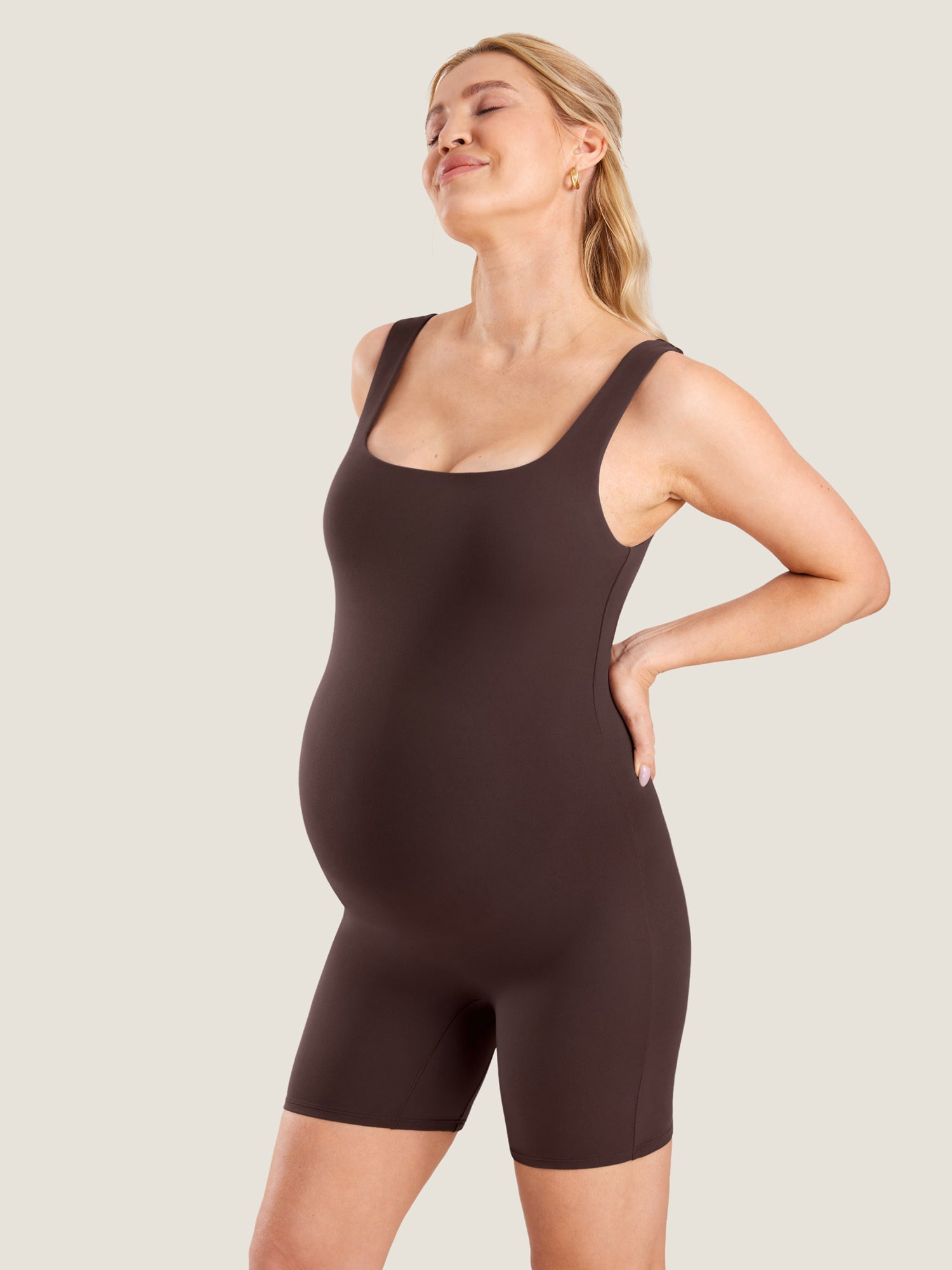MOMANDA Women's Natrelax® Maternity Romper Hot Fudge Brown