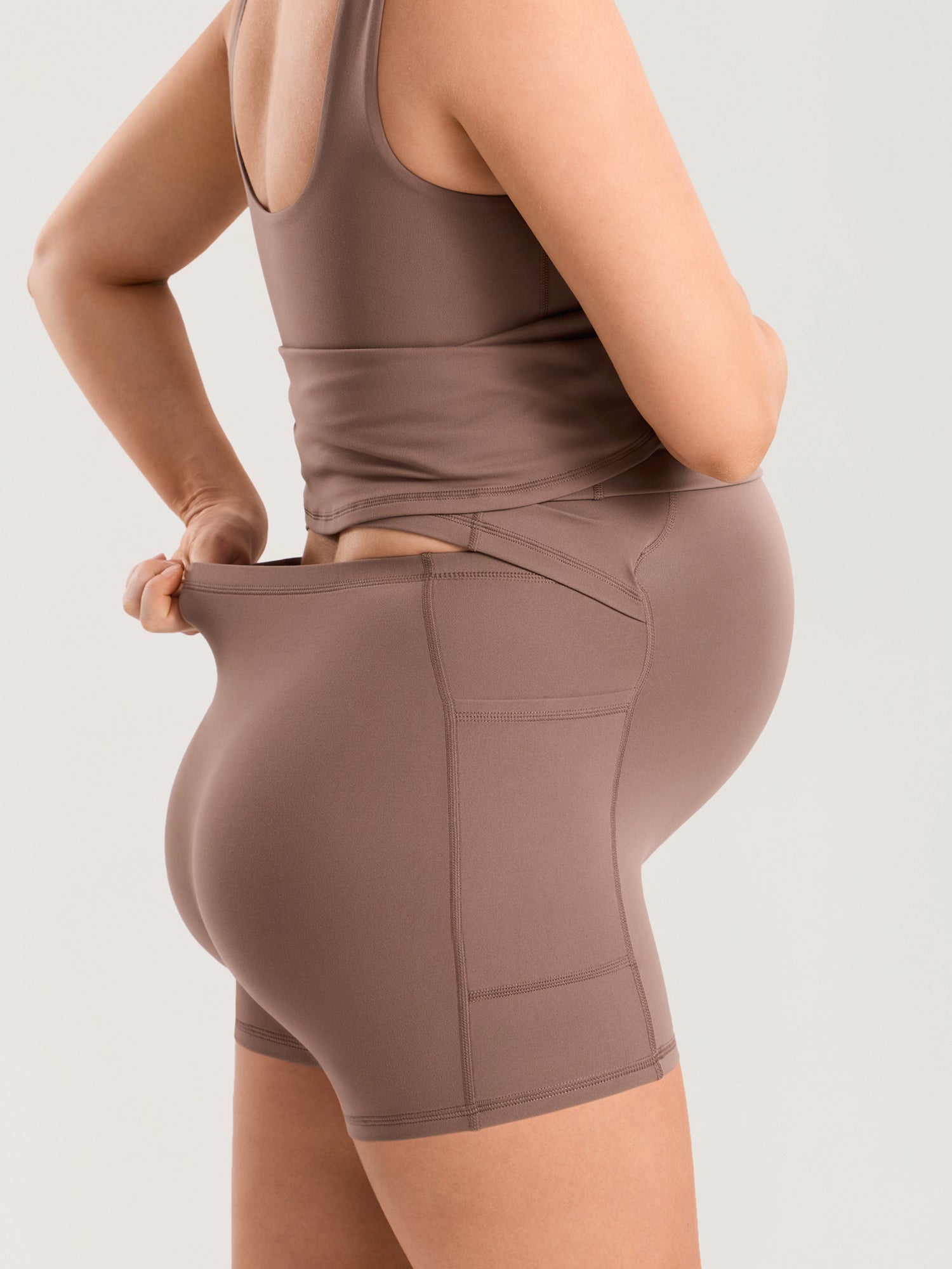 MOMANDA Women's Natrelax® Maternity Mini Dress - Easy Peezy Brown Purple