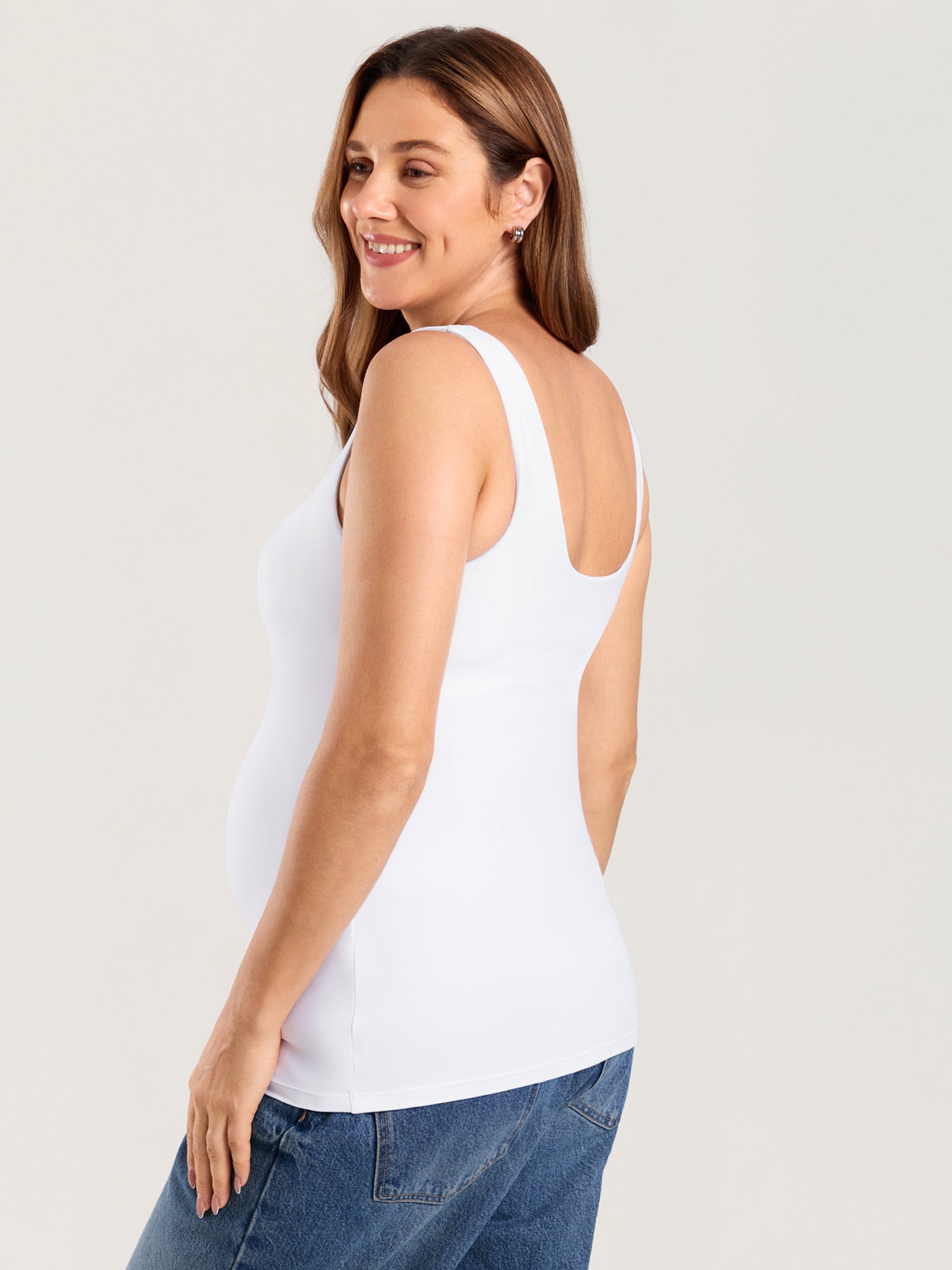 MOMANDA Naterlax® V Neck Nursing Tank Top White