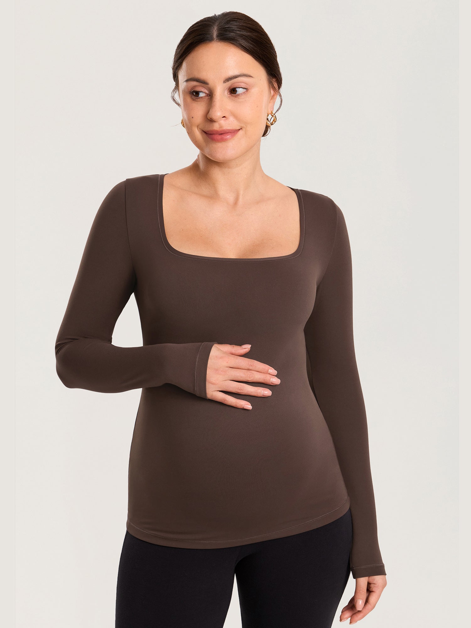 AirSoft Square Neck Maternity Top - Long Sleeves