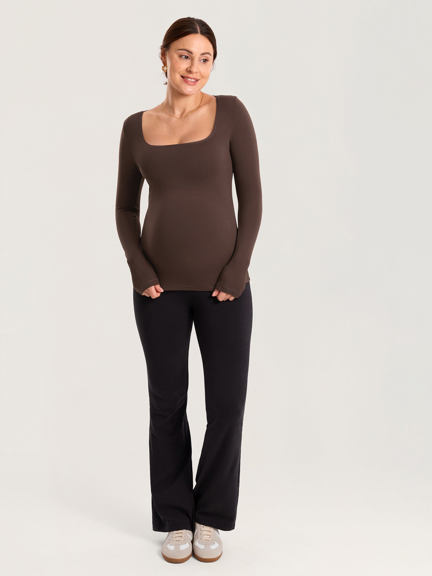 AirSoft Square Neck Maternity Top - Long Sleeves