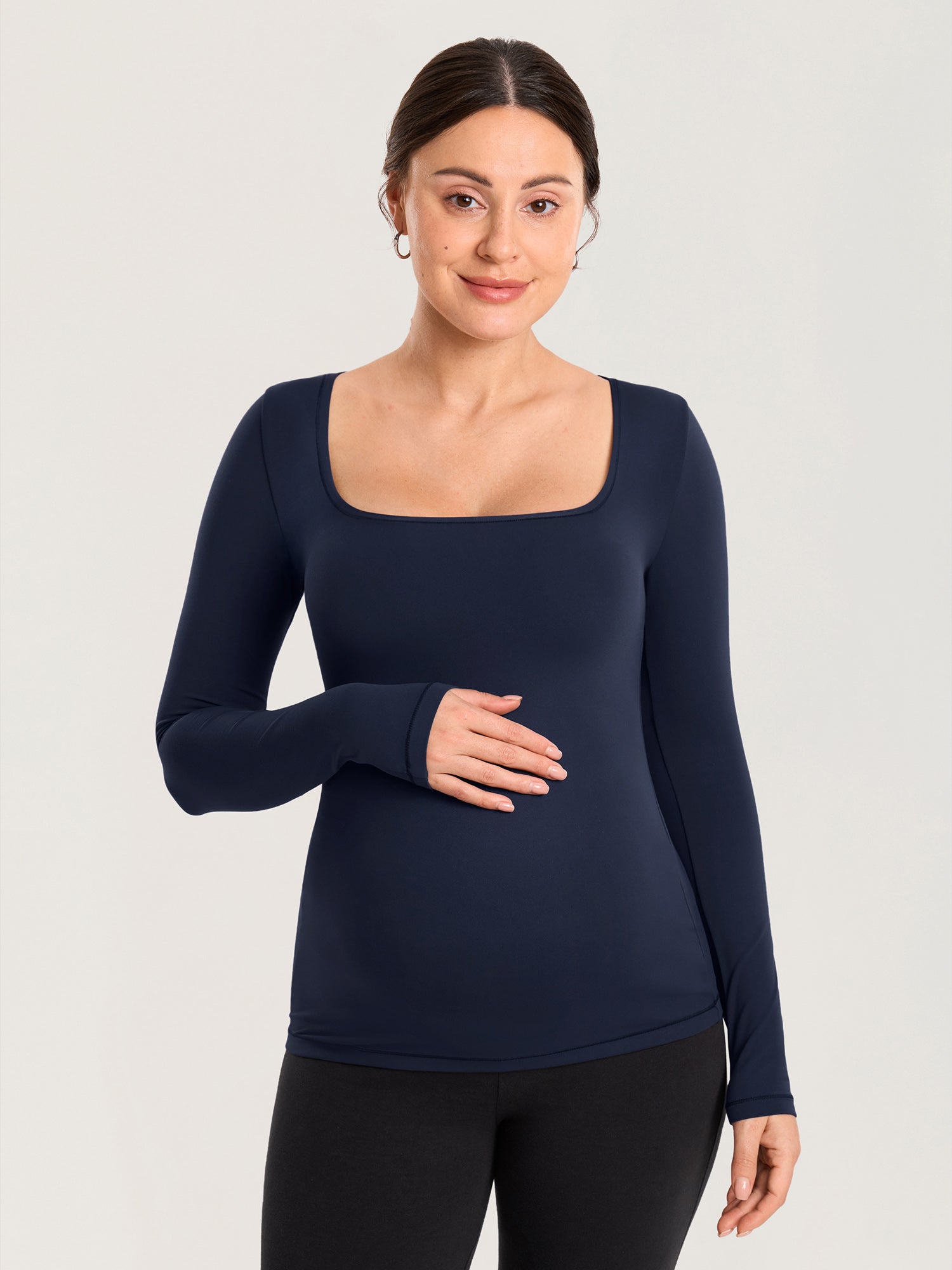 AirSoft Square Neck Maternity Top - Long Sleeves