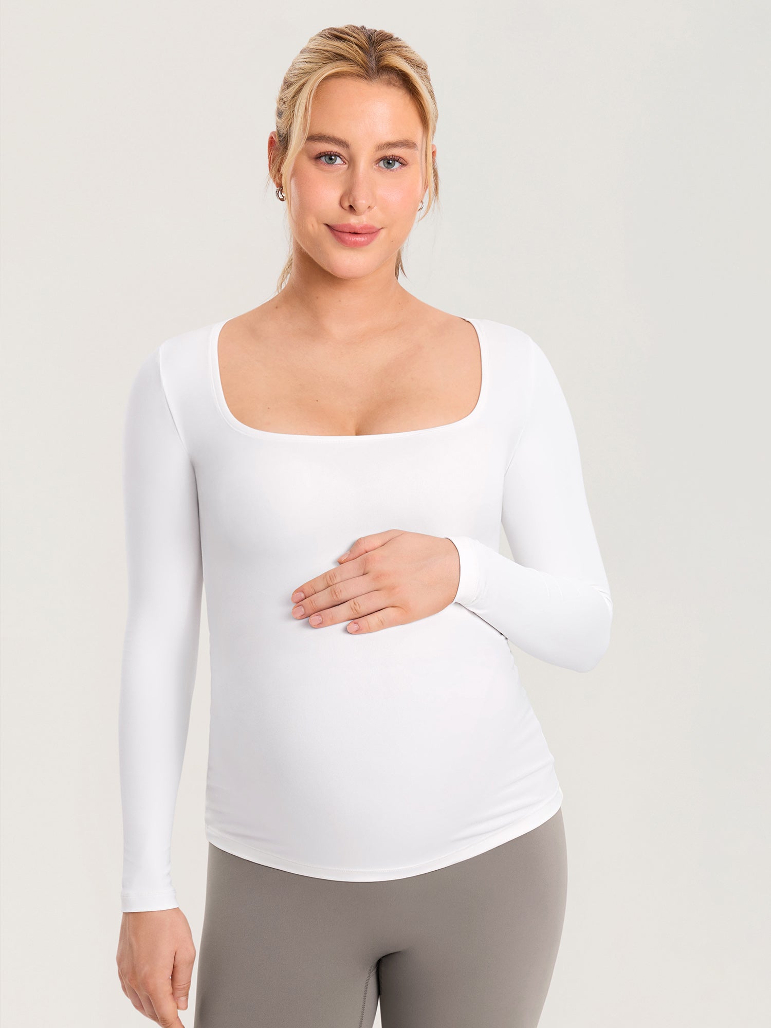 AirSoft Square Neck Maternity Top - Long Sleeves