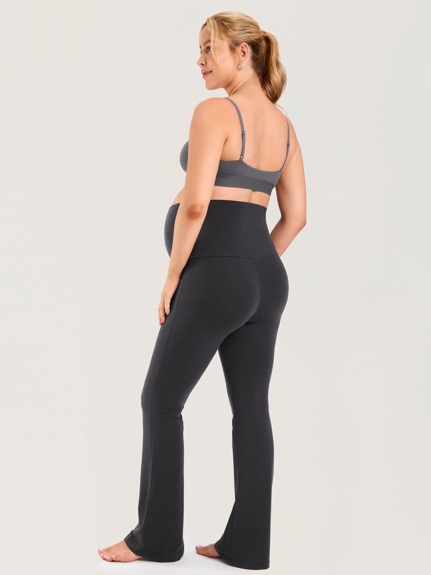 Cotton Foldover Maternity Flare Pants 30.5"