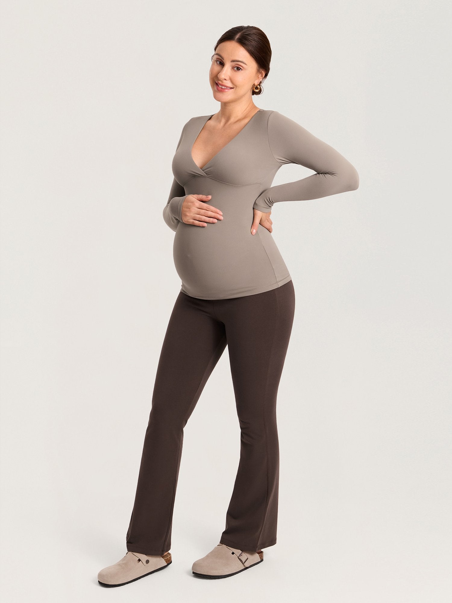 Crossover Maternity Tops & Flare Leggings